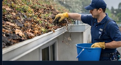 Gutter cleaning on a home