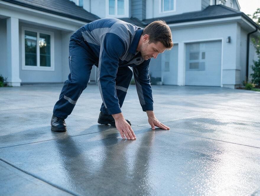 Oil proof sealed concrete parking pad