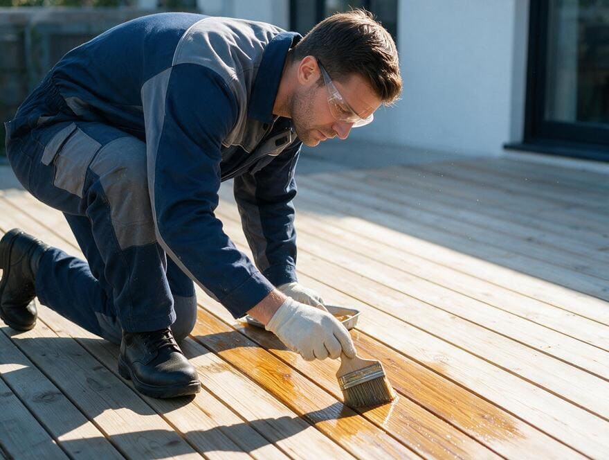 Cedar wood deck sealing and grain enhancement
