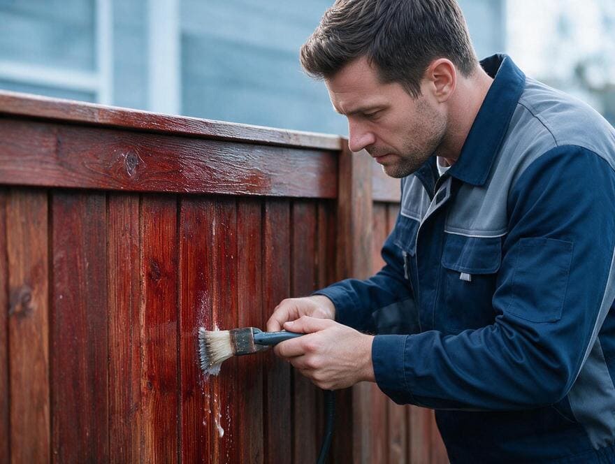 Redwood fence deep cleaning prior to sealing