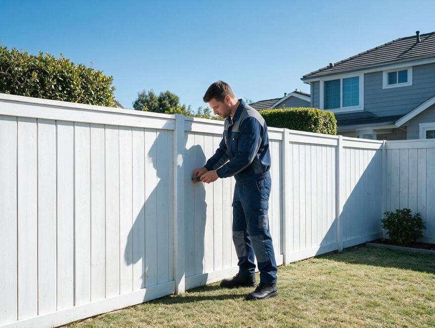 Clean backyard perimeter fence line in San Jose