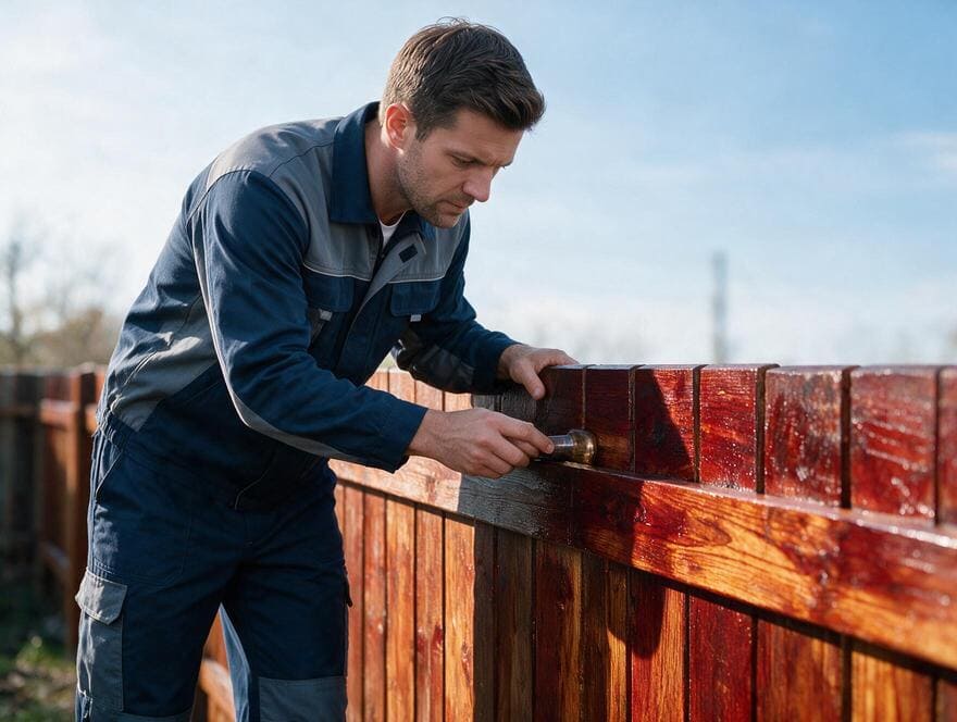 Redwood fence sealing and UV stain enhancement