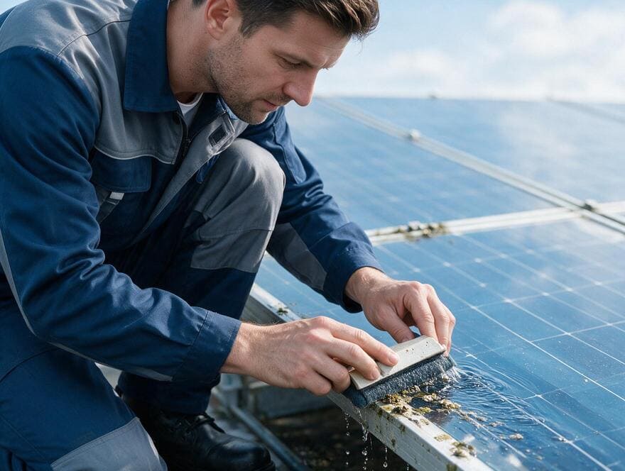 Bird droppings removal from rooftop solar system