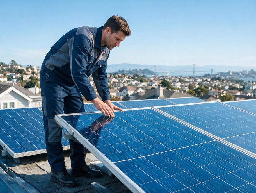 Clean rooftop solar array generating maximum power