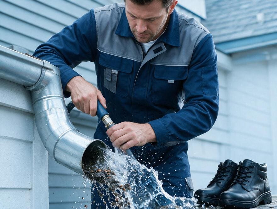 Downspout elbow water flushing in San Jose