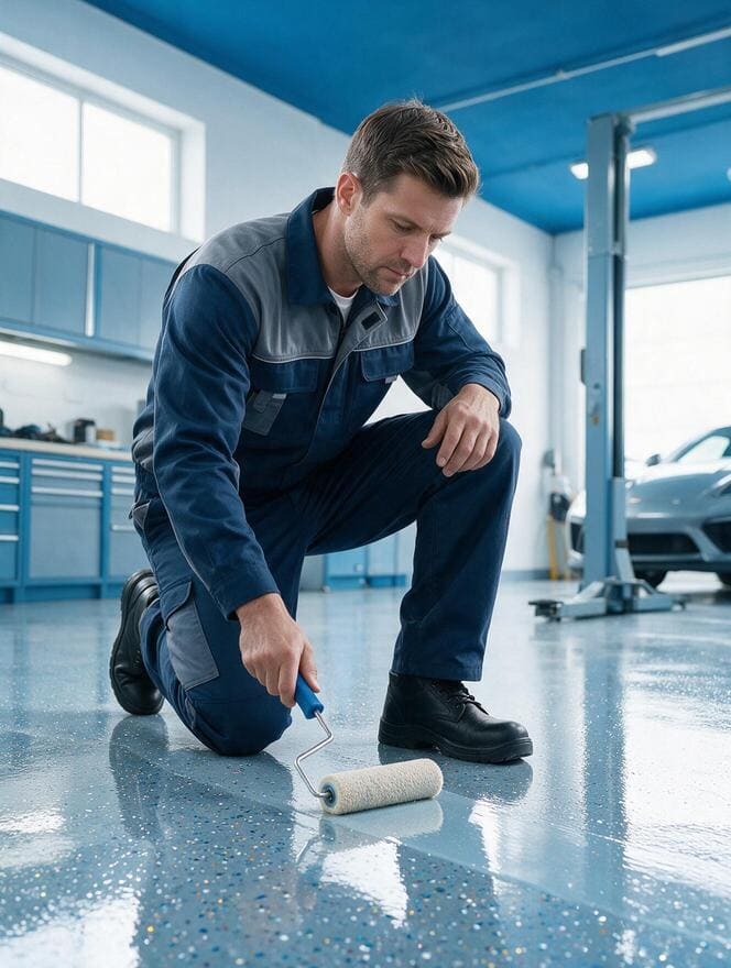Sleek garage floor epoxy coating installation in San Jose CA