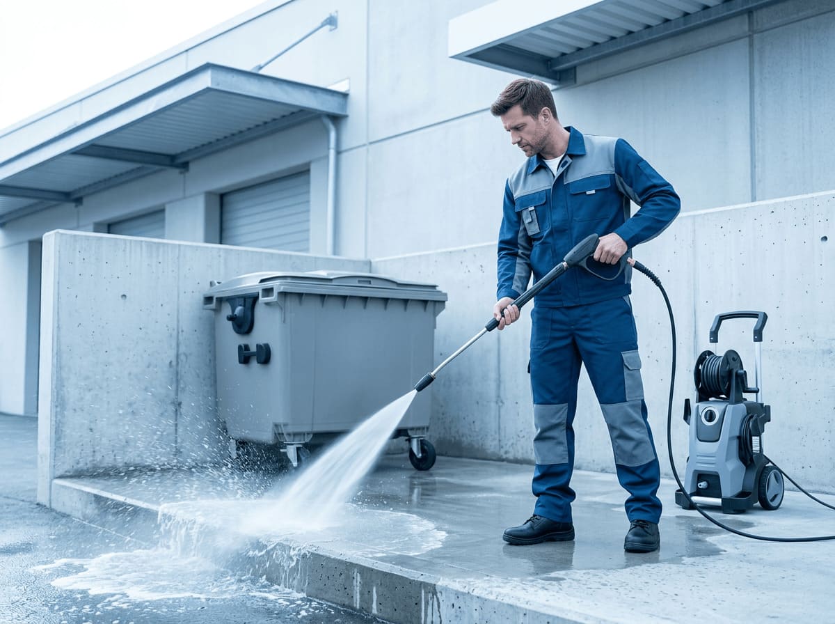 Restaurant dumpster pad power washing in San Jose CA