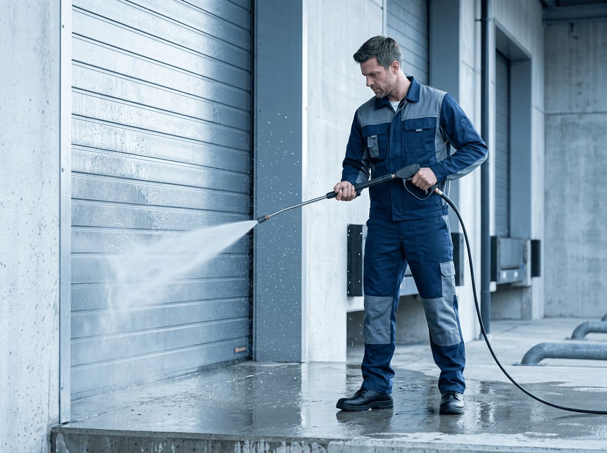 Commercial loading dock concrete degreasing