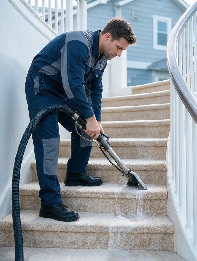 Specialized hand wand stairs carpet cleaning extraction in San Jose CA