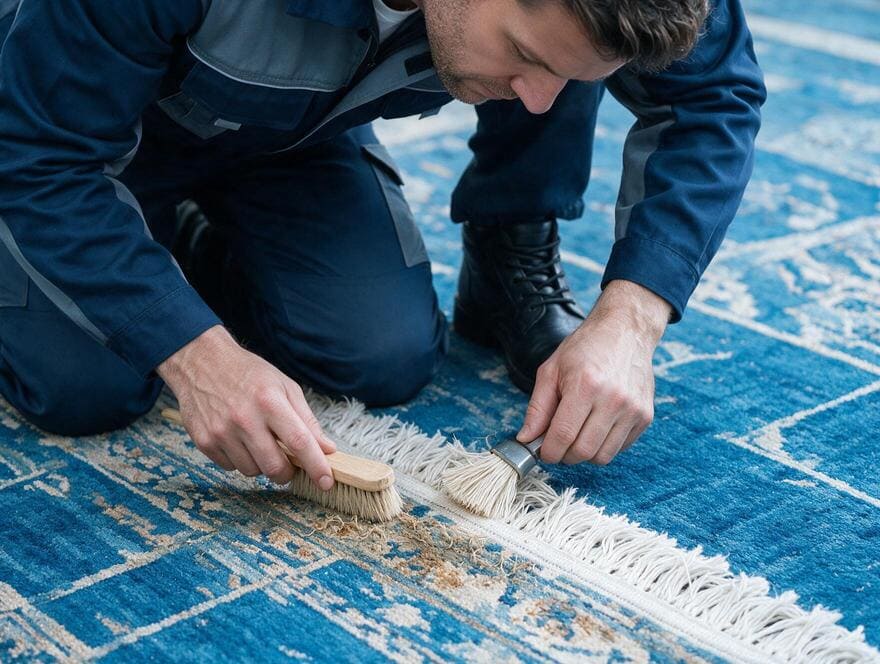 Delicate rug fringe detail cleaning