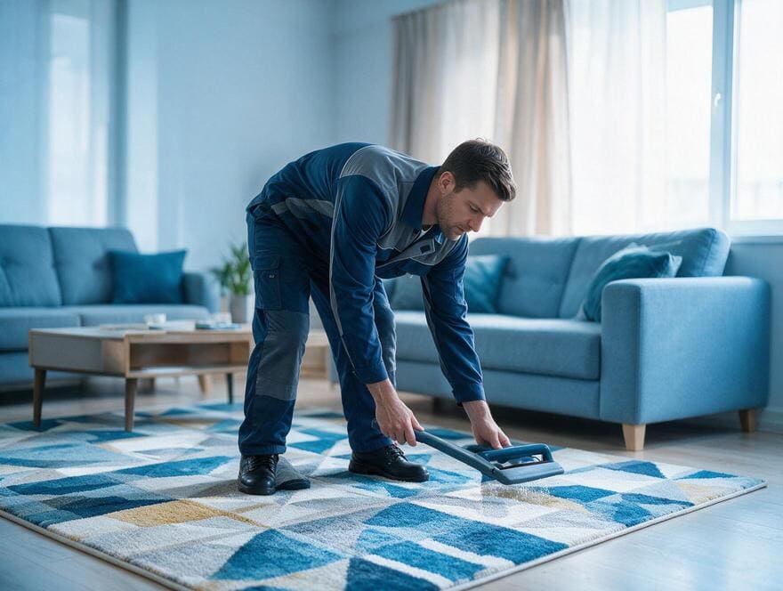 Spotless synthetic area rug after extraction
