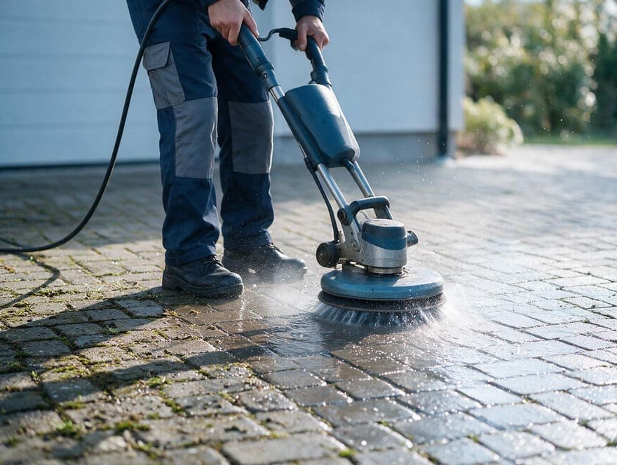 Paver pressure washing weeds removal