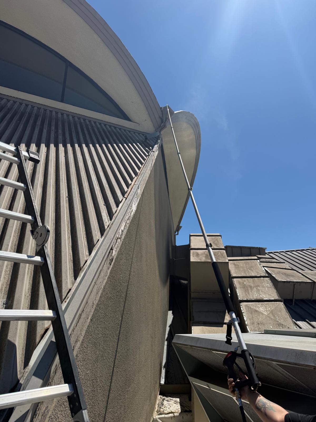 High climb ladder access on church exterior