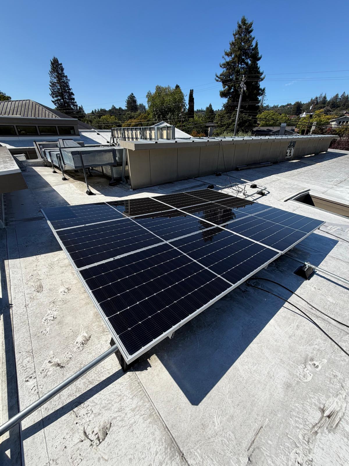Clean rooftop solar panel section